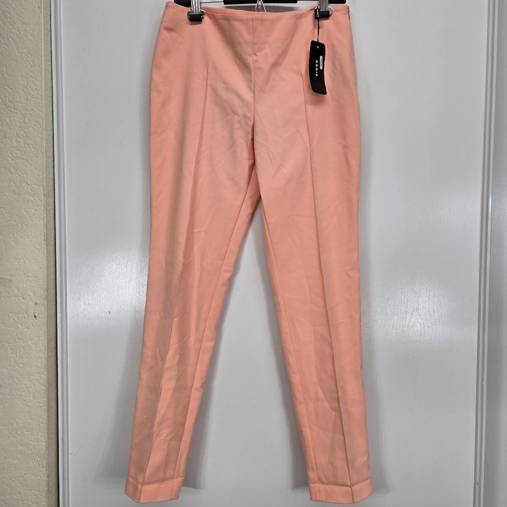 NWT Akris Melissa Trouser Pants Size US‎ 8 Color Bellini Peach $795 Workwear Lux